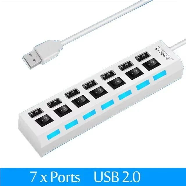 Seven Port USB 2 0 Hub With Built In Current Protection