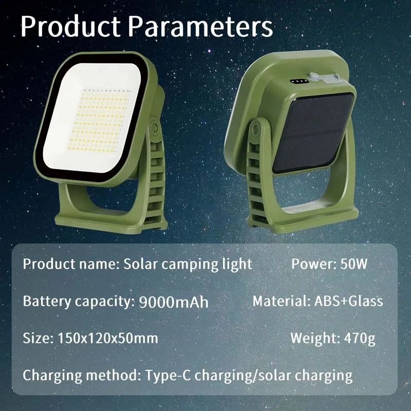 MOSLIGHTING Solar Chargin Tent Strong Light with Magnet Zoom Portable Torch Camping lantern Work Maintenance Lighting 80W LED