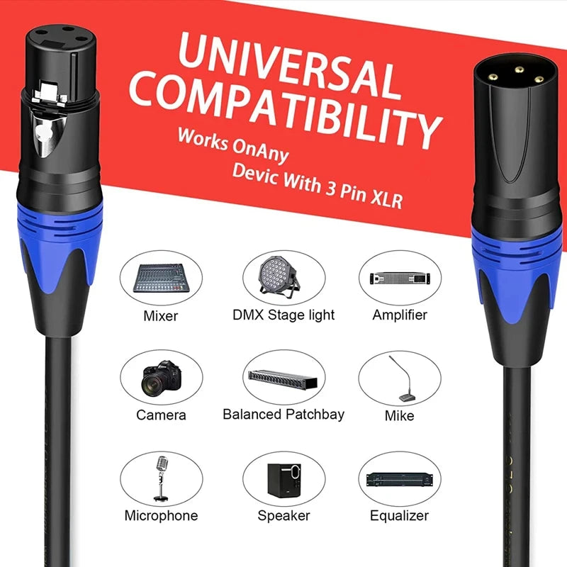 XLR Male to Female Cable for Professional Audio Extension - Smarsty