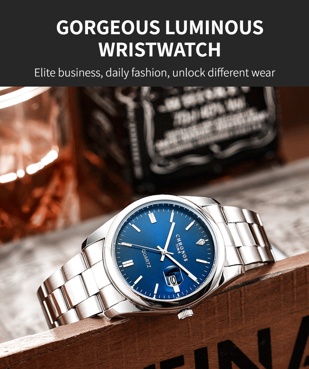 Luxury Waterproof Men's Wristwatch with Luminous Date Feature - Smarsty