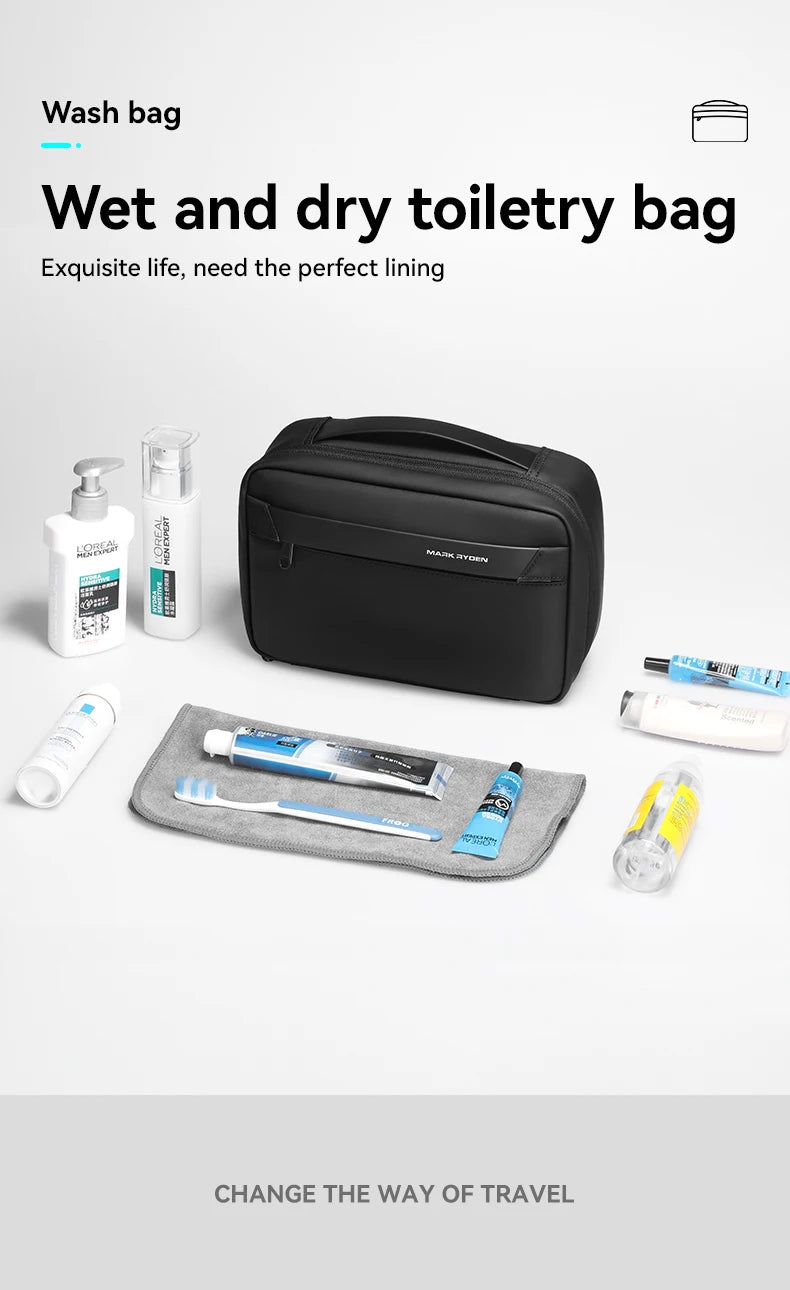 Mens Travel Toiletry Bag Waterproof With Dry Wet Separation - Smarsty