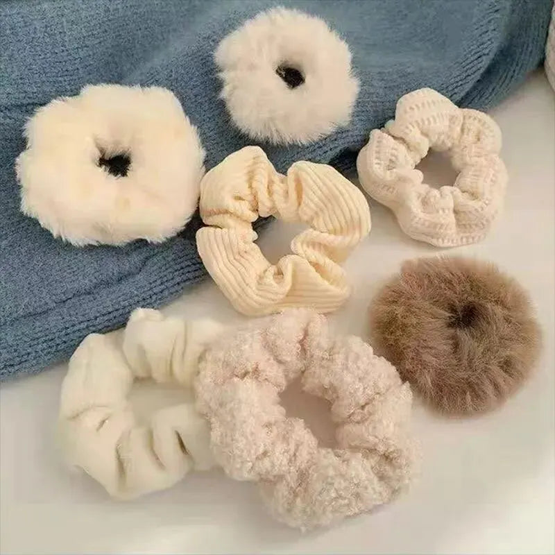 Plush Hair Scrunchies Set Soft Elastic Ponytail Holders - Smarsty