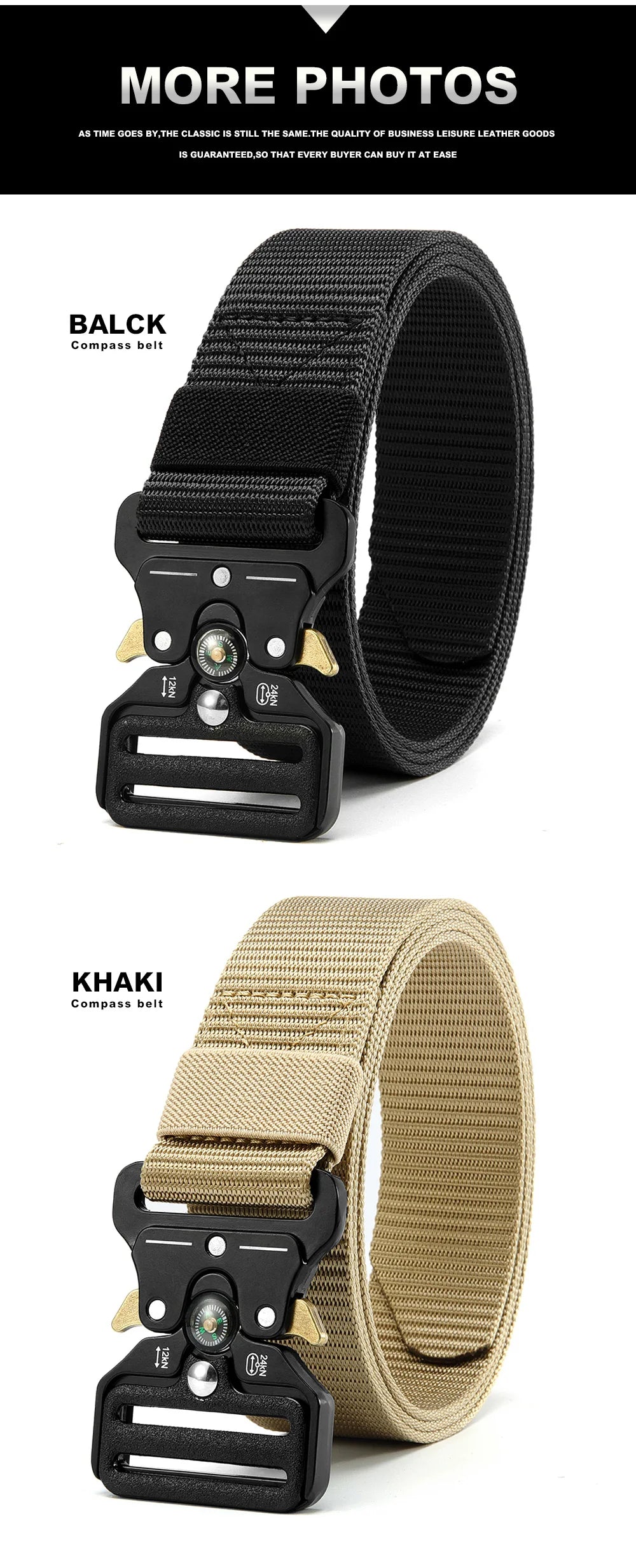 Men's Multi Function Tactical Canvas Belt with Compass - Smarsty