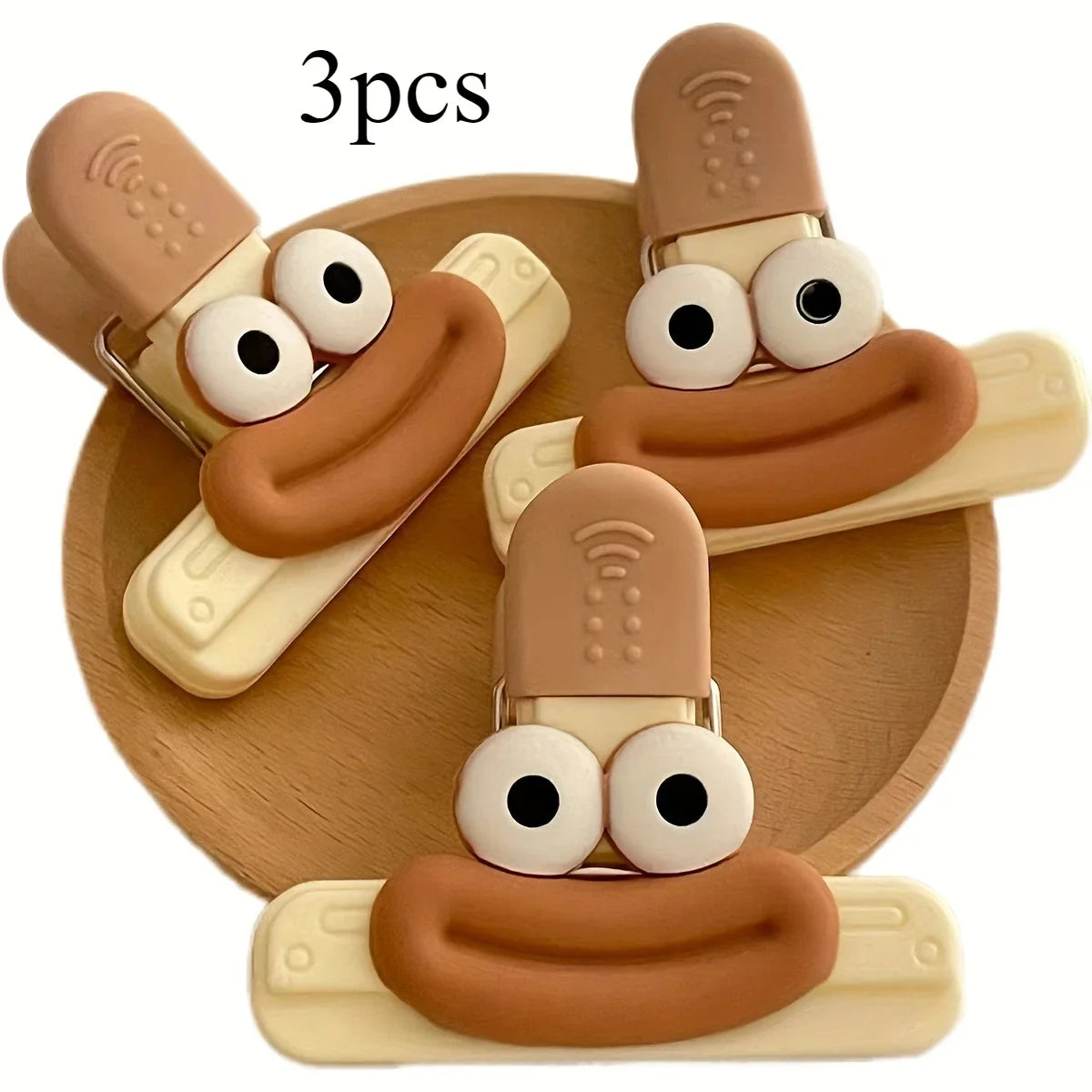 3pcs Creative Face Bag Sealing Clip Food Snack Clip Kitchen Tools Decorative Small Clip Refrigerator Plastic Food Bag Storage by Smarsty