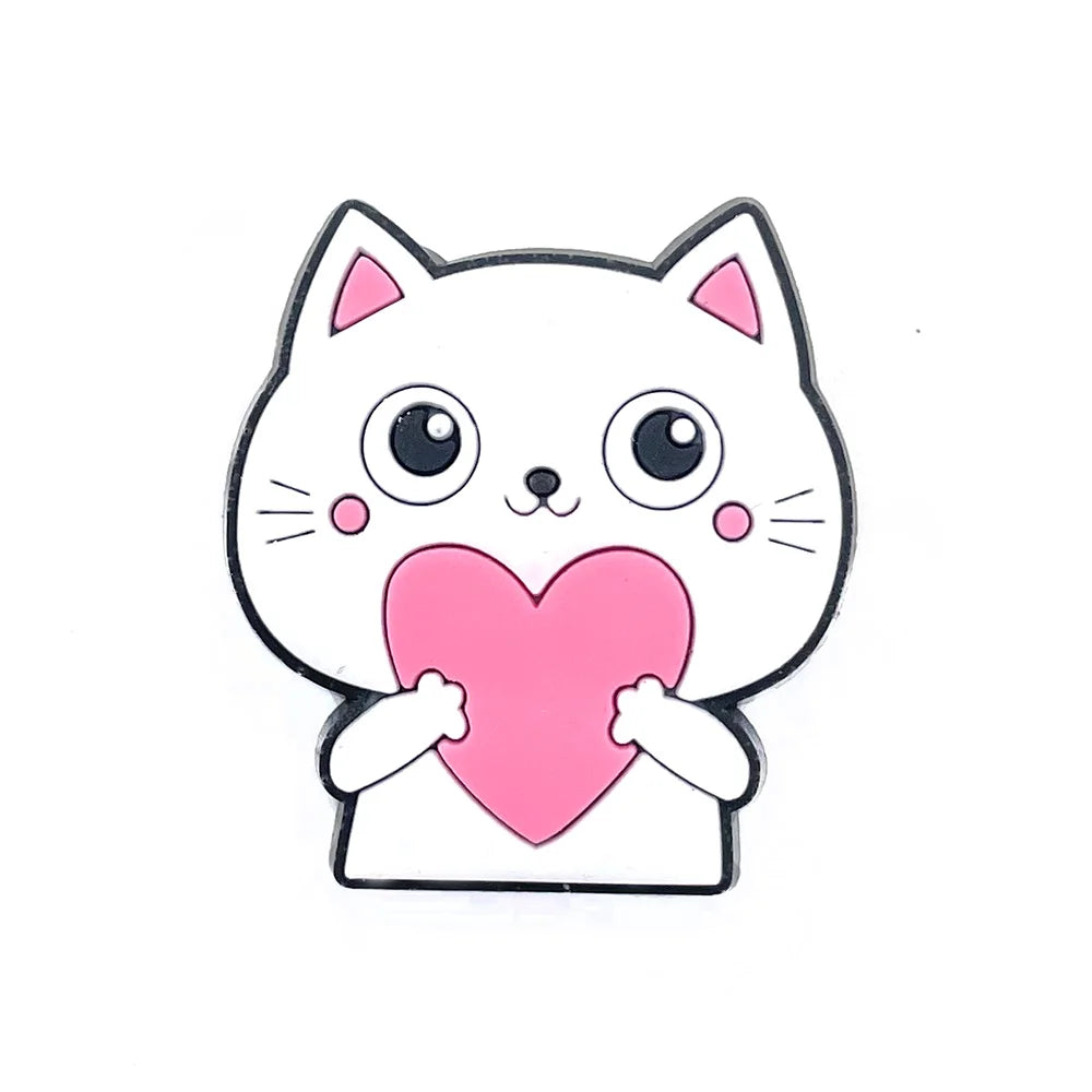 1Pcs PVC Pink Heart Shoe Charms Cute Animal Shoe Decorations Pins for Women Girls Sandal Buckles Accessories Gift
