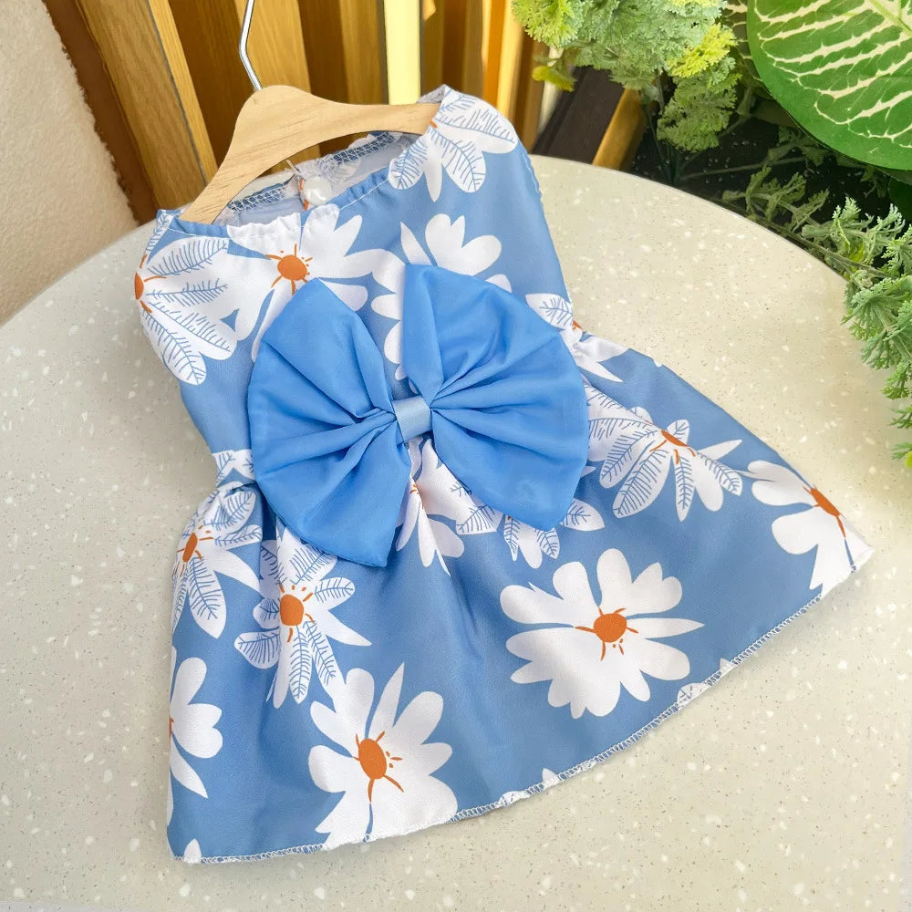 Cute Dog Princess Dress with Bow and Lace - Smarsty