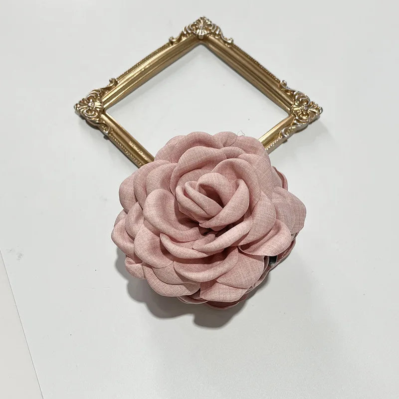 French Fabric Rose Hair Claw Clip Elegant Gift For Women - Smarsty