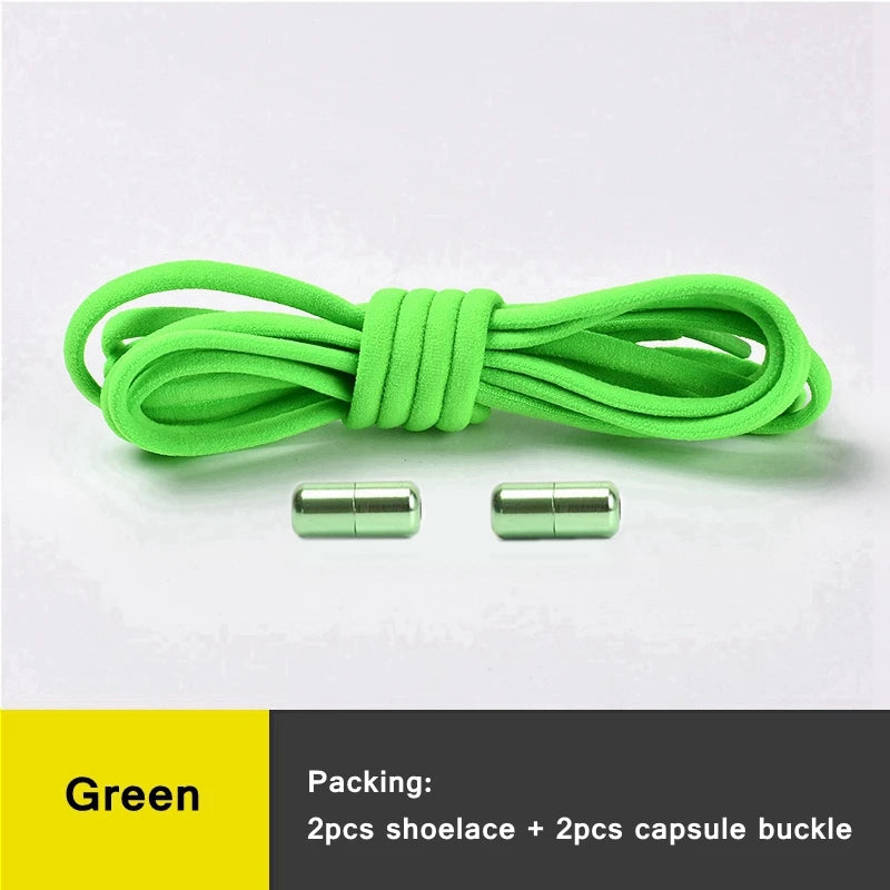 21 Colors No Tie Shoelaces Round Color Metal Lock Elastic Shoelace General For Children And Adults Sneakers Lazy Laces Unisex - Smarsty