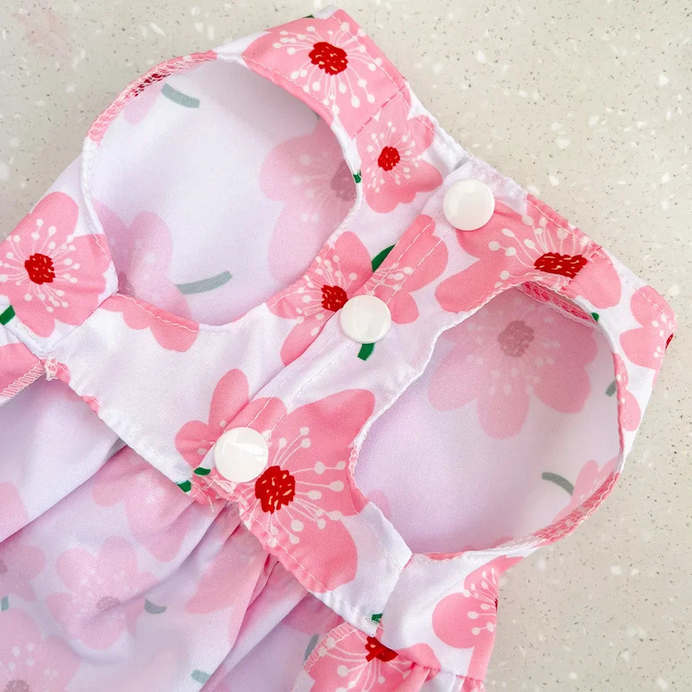 Summer Floral Dog Dress with Bow for Puppies - Smarsty
