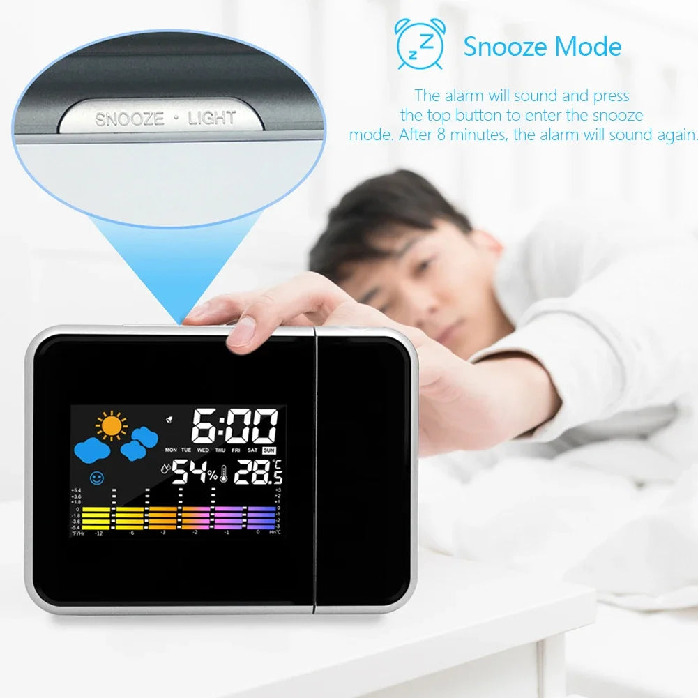 Color Screen Digital Projection Alarm Clock with Rotating Display - Smarsty