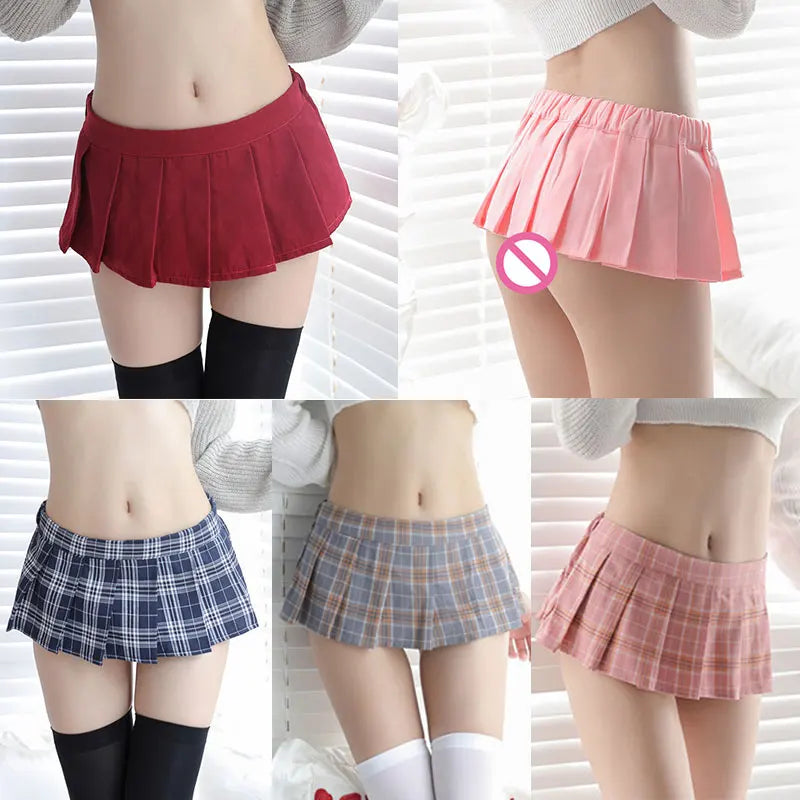 Ultrashort Jk Skirts Plaid Cosplay Costume Skirt Japanese Style Summer Schoolgirl Pleated Skirts Vintage Sexy Clubwear Skirt - Smarsty