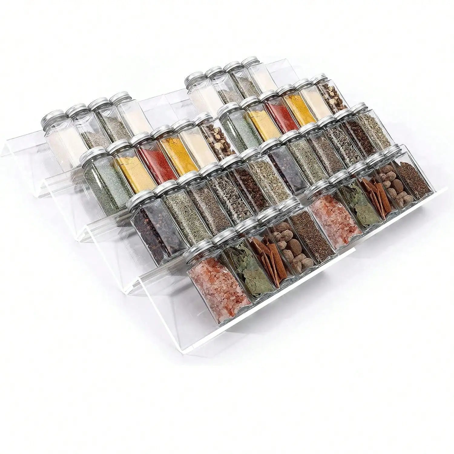 4/2 Layer Spice Drawer Organizer Adjustable Acrylic Spice Jars Rack Tray Expandable Seasoning Organizer Cabinet Kitchen Shelves by Smarsty