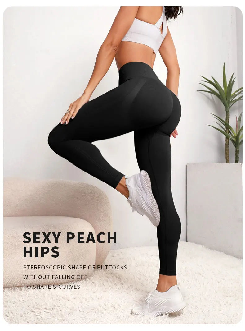 Women Seamless Hip Lifting Women Seamless Sports Leggings High Waist Fitness Leggings Push Up Yoga Leggings Gym Clothing Sports - Smarsty