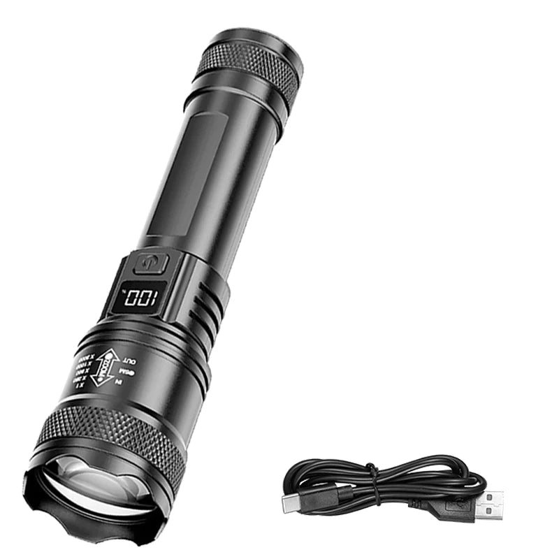Rechargeable LED Flashlight Zoomable Torch with COB Side Led 7 Modes Waterproof High Power Hand Light Outdoor Wilderness Camping by Smarsty