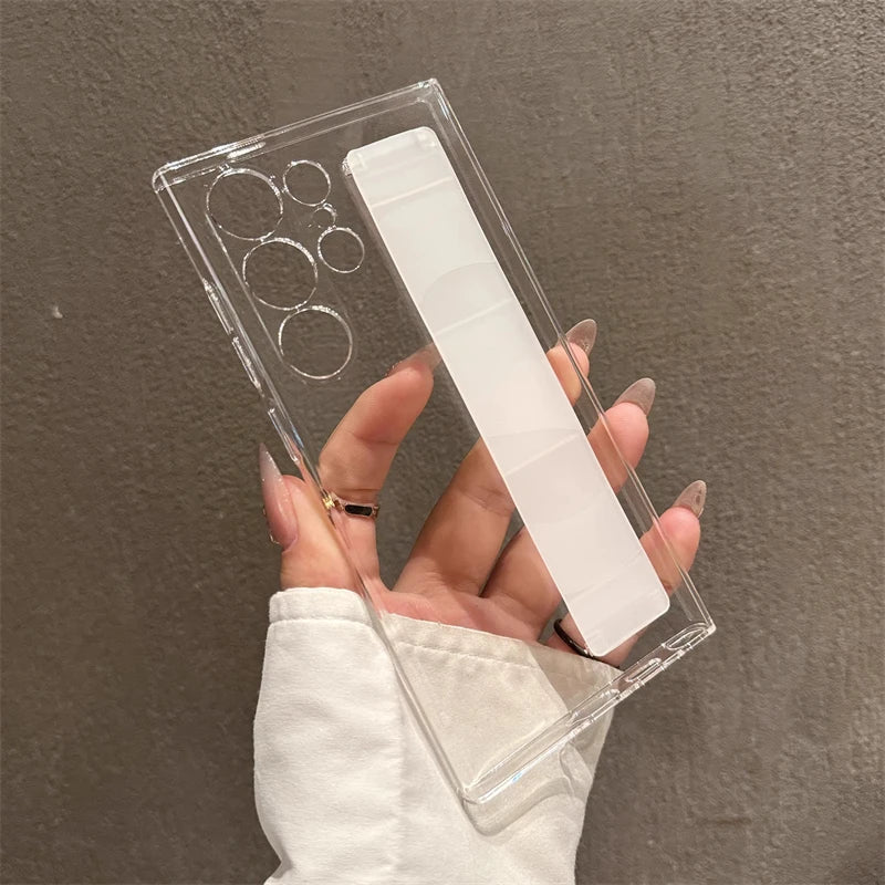 Shockproof Silicone Wrist Strap Case Matte Clear Cover - Smarsty