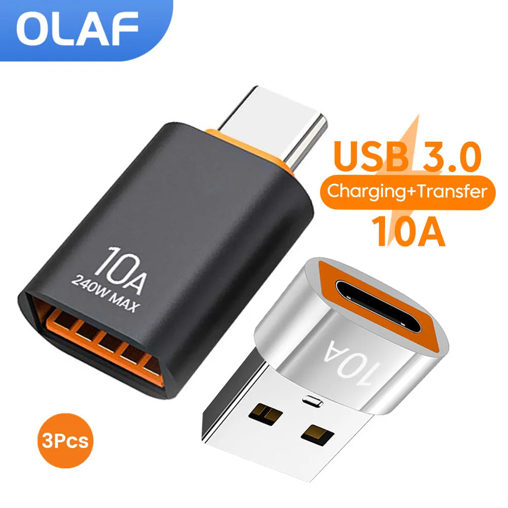 10A OTG USB 3.0 To Type C Adapter USB Female To Type c Male Fast Charging adadpter OTG USB C For Xiaomi Samsung Laptop PC - Smarsty