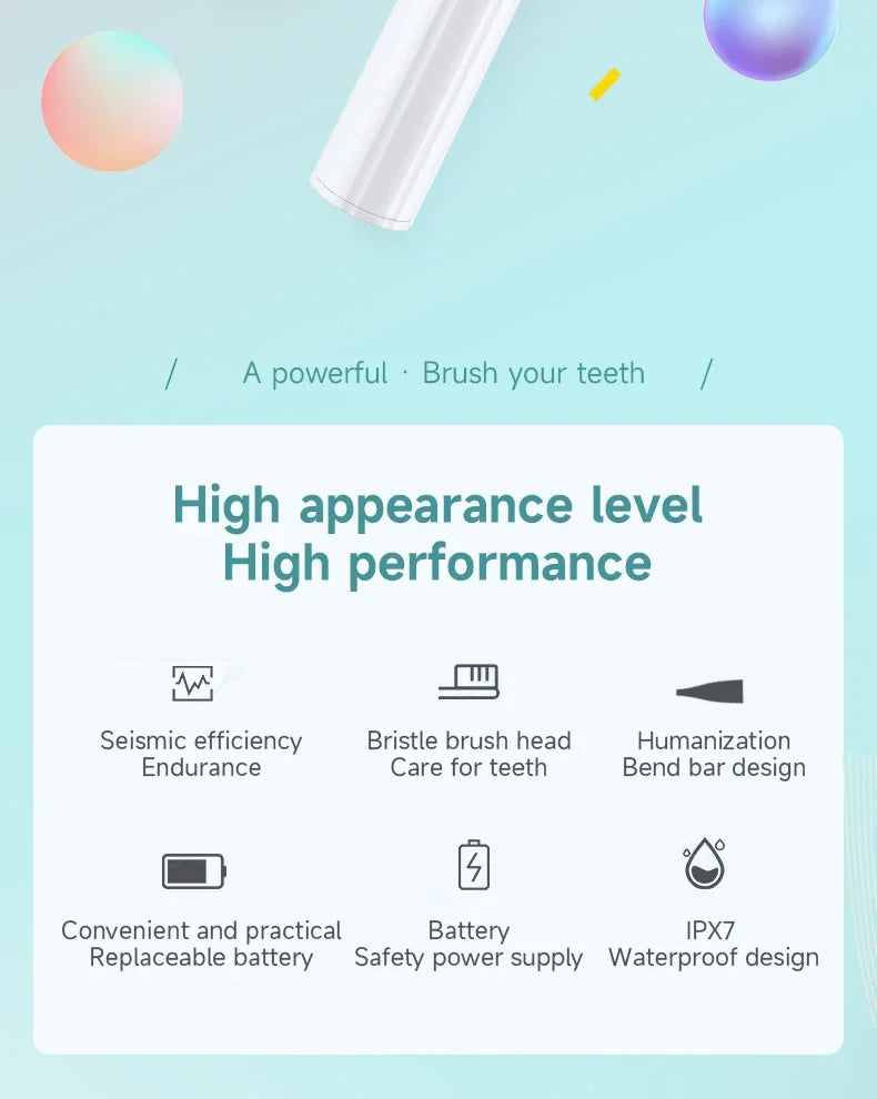 Portable Waterproof Electric Toothbrush with Soft Bristles - Smarsty