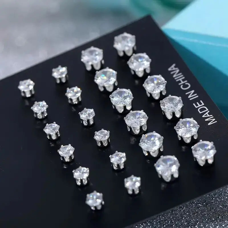 Maximum 36 Pairs Shiny Zircon Stud Earrings Set - Smarsty