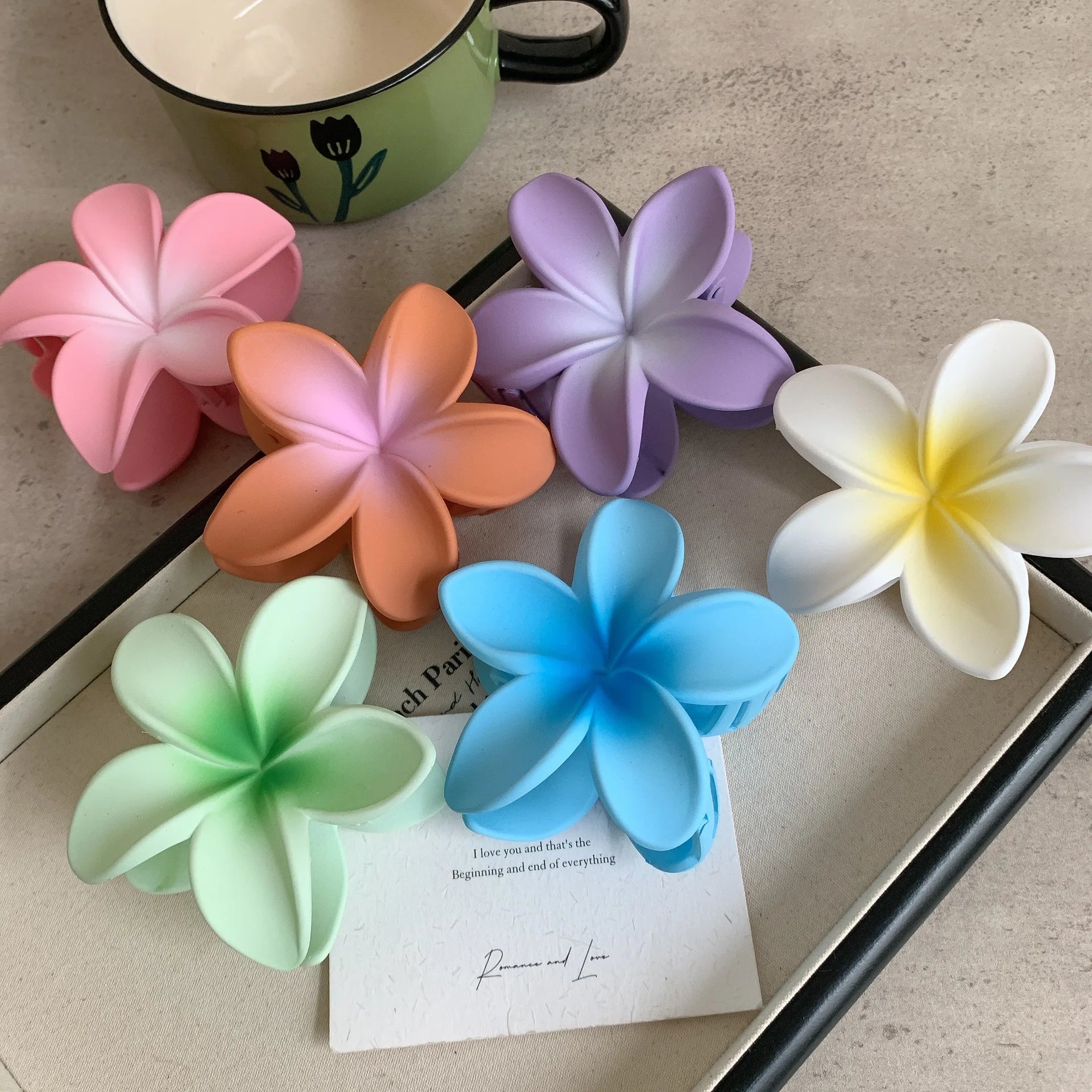 Frosted Egg Flower Hair Claw Clip Secure Hold Beach Stylish - Smarsty