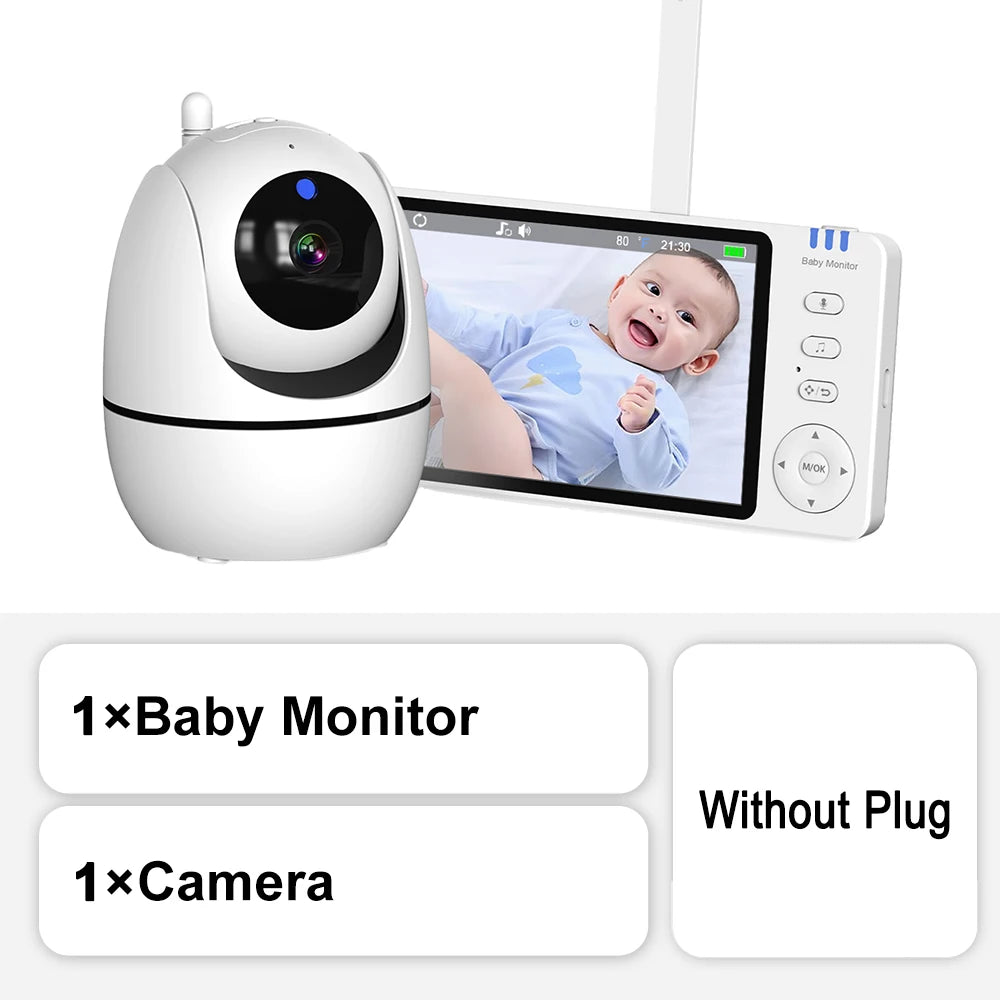 5 Inch Video Baby Monitor With Camera PTZ Zoom Babyphone Cam Security Protection Surveillance Cameras Temperature Sensor Lullaby by Smarsty