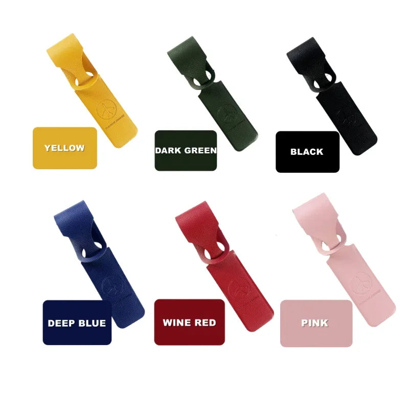1PC PU Leather Luggage Tag Creative Baggage Suitcase Identifier ID Addres Holder Boarding Tags Portable Label Travel Accessories - Smarsty