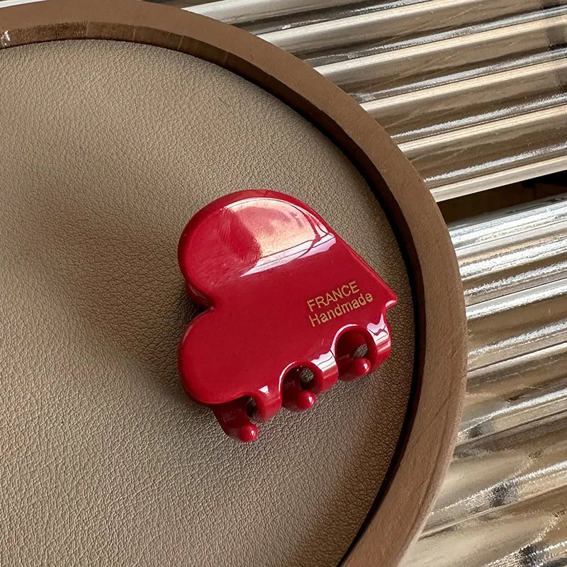 Small Heart Shaped Acetate Hair Clips Secure Hold Everyday - Smarsty