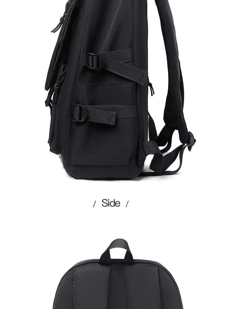 One 15 Inch Polyester Waterproof Solid Color Simple Men's Backpack Fashion Couple Student Computer Backpack