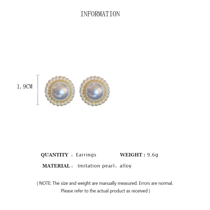 Pearl Stud Earrings For Women Geometric Round Design - Smarsty