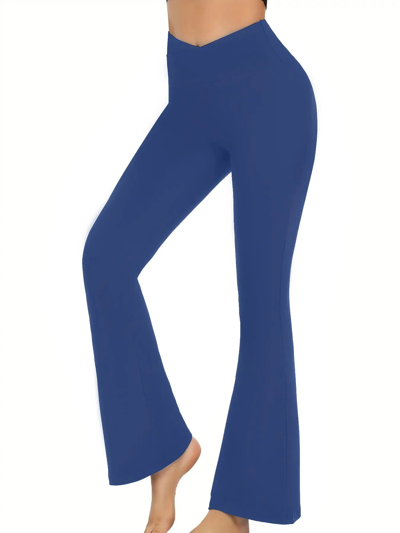 Crossover Flare Leggings for WomenHigh Waist V Cross Bootcut Bell Bottoms Tummy Control Yoga Pants - Smarsty