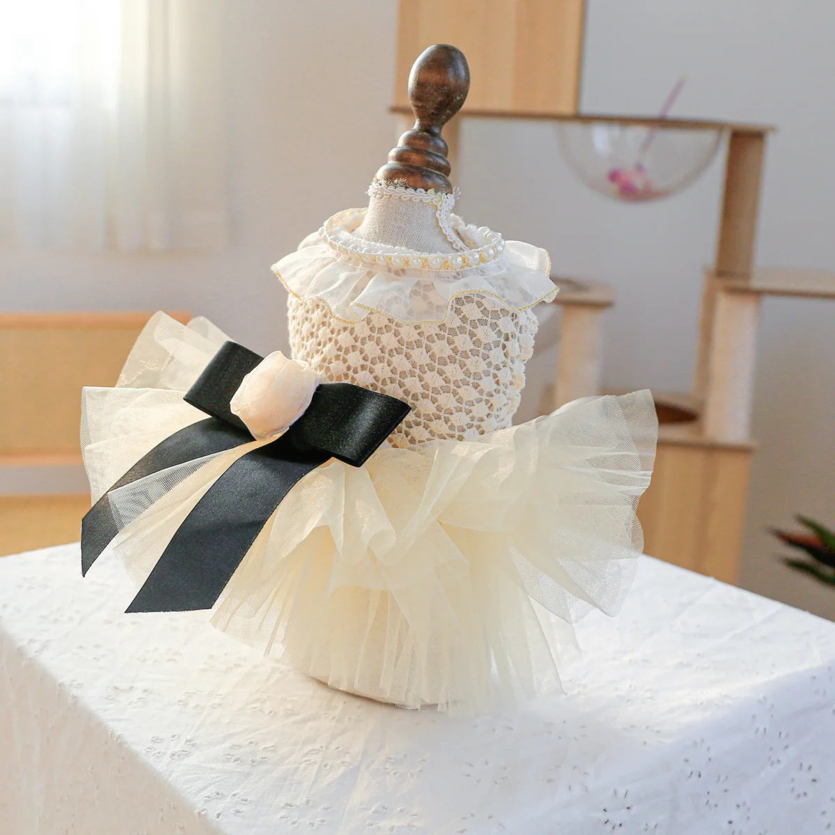 Luxury Kawaii Dog Dress with Pearl Collar for Small Pets - Smarsty