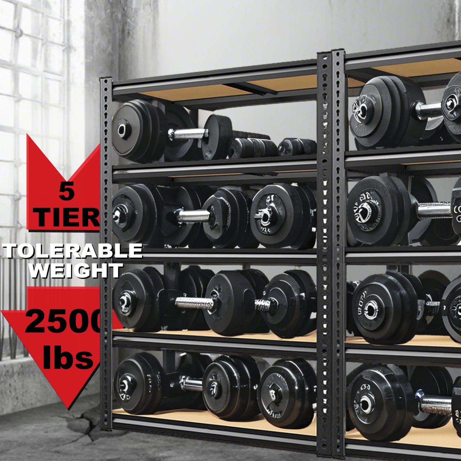 72"/60"H Garage Shelving Storage Shelves,2000LBS Capacity Heavy Duty Adjustable Storage Shelve For Closet - Smarsty