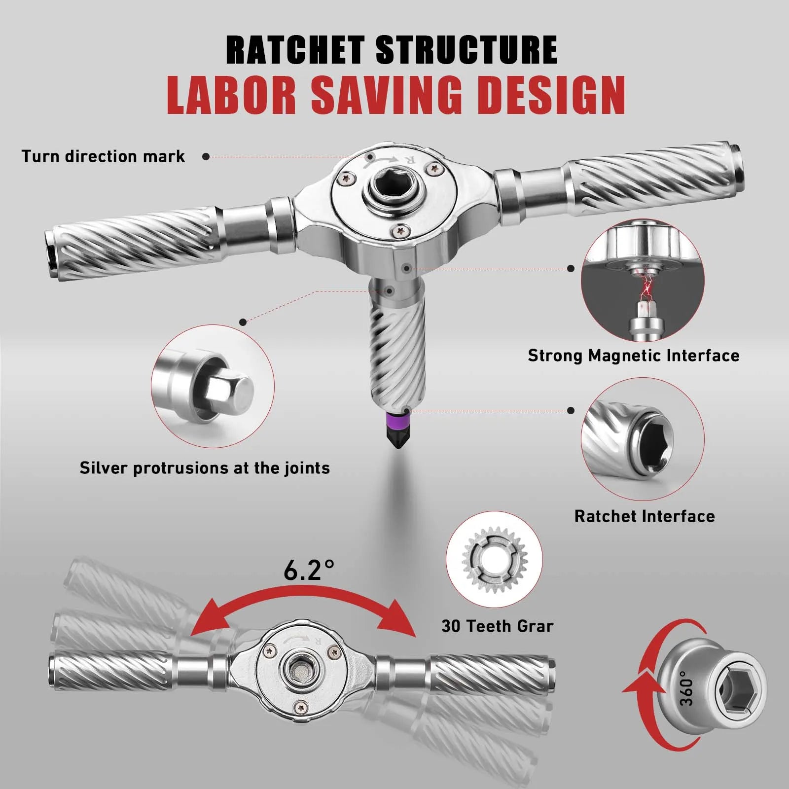 VMAN 66in1 Multifunction Ratchet Screwdriver Set Multi Magnetic Bits Mini Repair Tool Kit Household Tool For PC & Desk Etc.