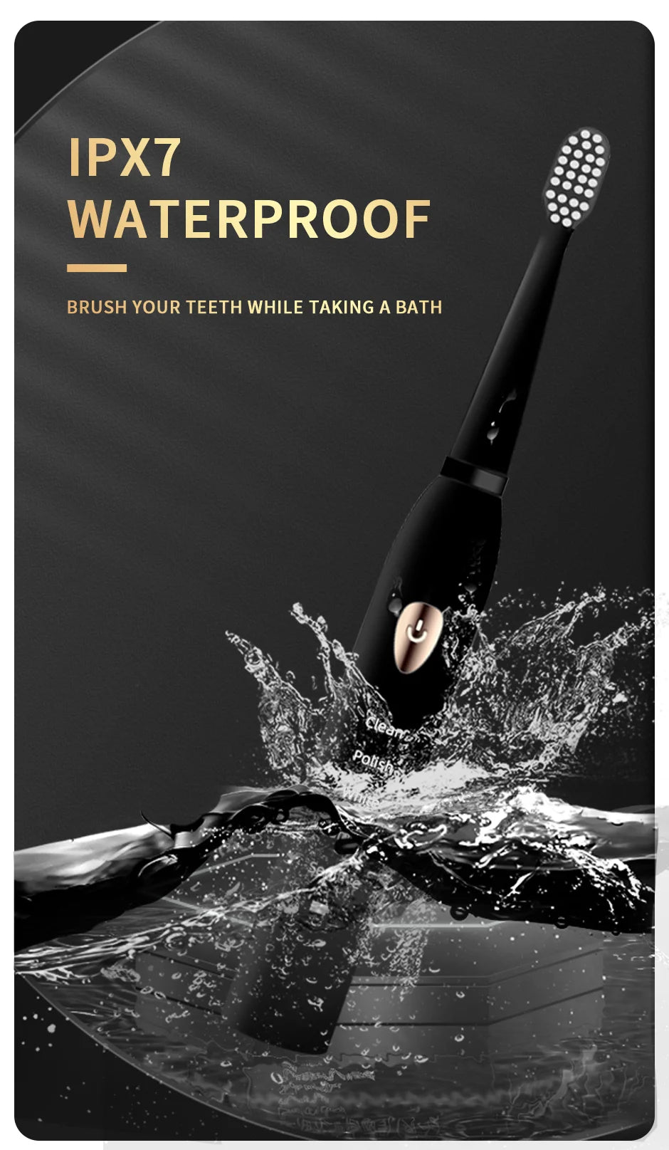 Jianpai Waterproof Acoustic Electric Toothbrush with 5 Gear Modes - Smarsty