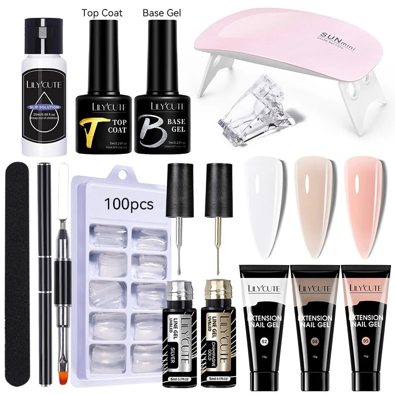 LILYCUTE Nail Gel Set with 6W LED Lamp for Quick Manicure - Smarsty