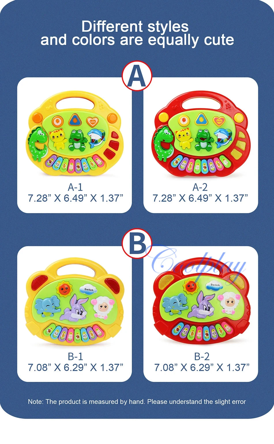 Kids Cartoon Piano Keyboard Game with Animal Sounds Flashing Light Music Baby Instrument Music Toys Educational Toys Kids Gifts by Smarsty