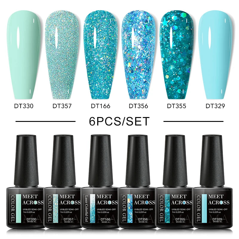 Macaron Series Gel Nail Polish Set with Glitter - Smarsty