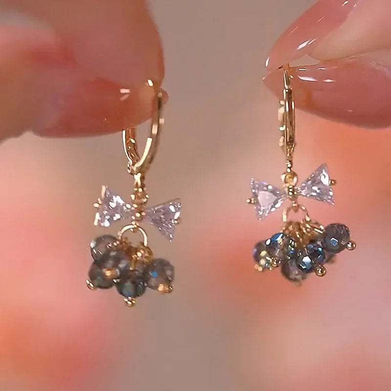 Pearl Long Earrings With Rhinestones For Wedding Fashion - Smarsty