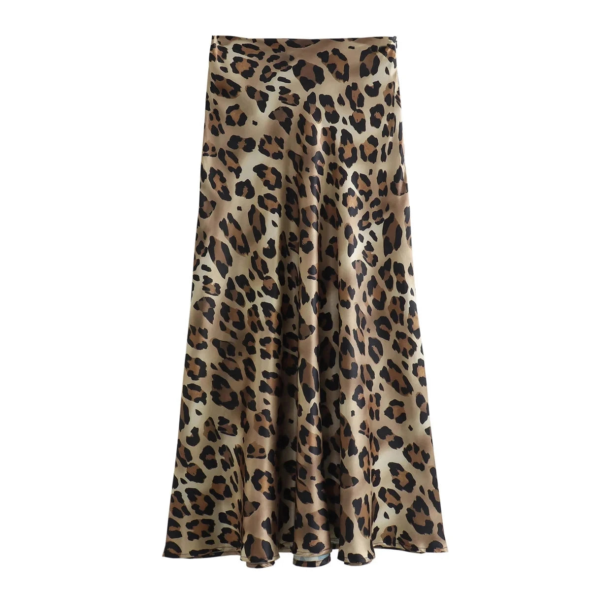 TRAFZA 2024 Women Fashion Leopard Print Skirt Vintage High Waist Midi Skirts Elegant Women Summer Casual Streetwear Skirt - Smarsty