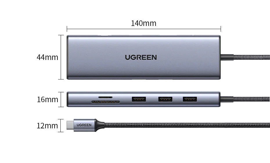 USB C Multiport Hub 4K HDMI Ethernet Dock PD100W Compact
