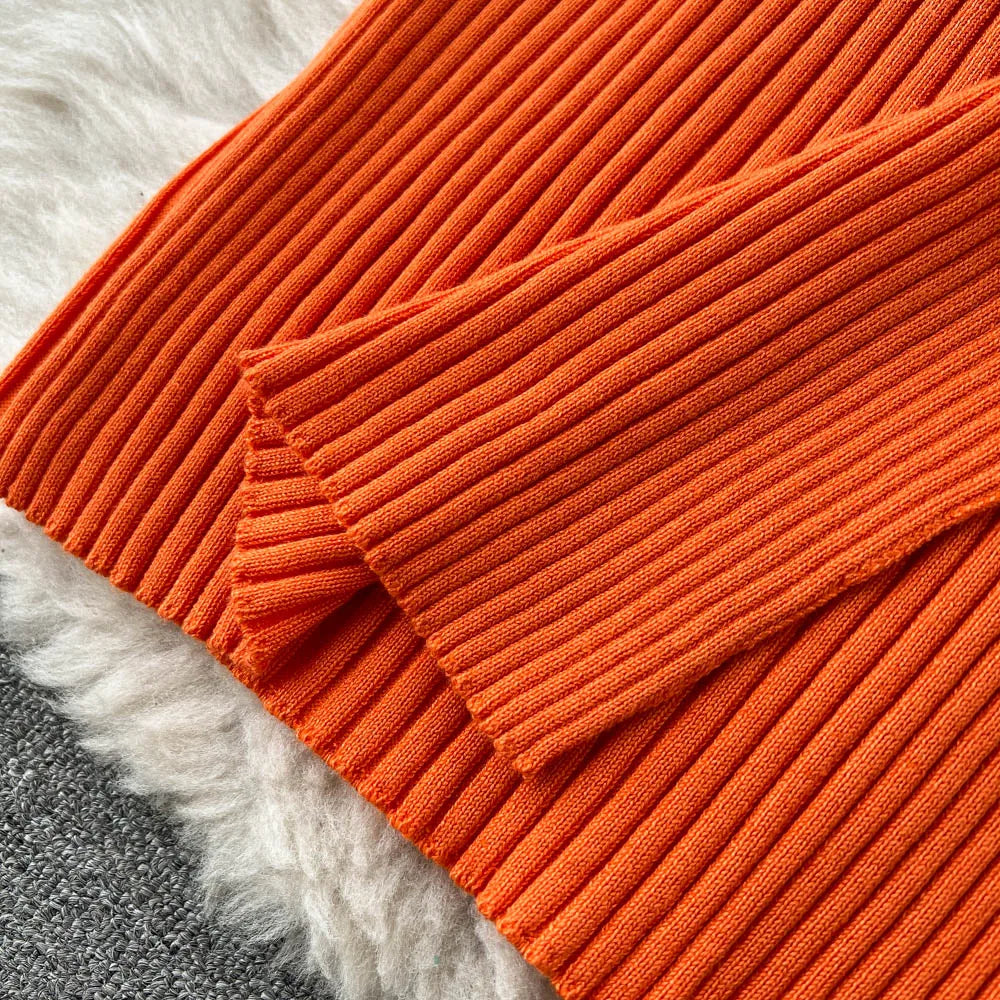 YuooMuoo Chic Fashion Sexy Package Hips Split Knitted Summer Dress 2025 Women Slim Elastic Bodycon Party Dress Streetwear Outfit - Smarsty