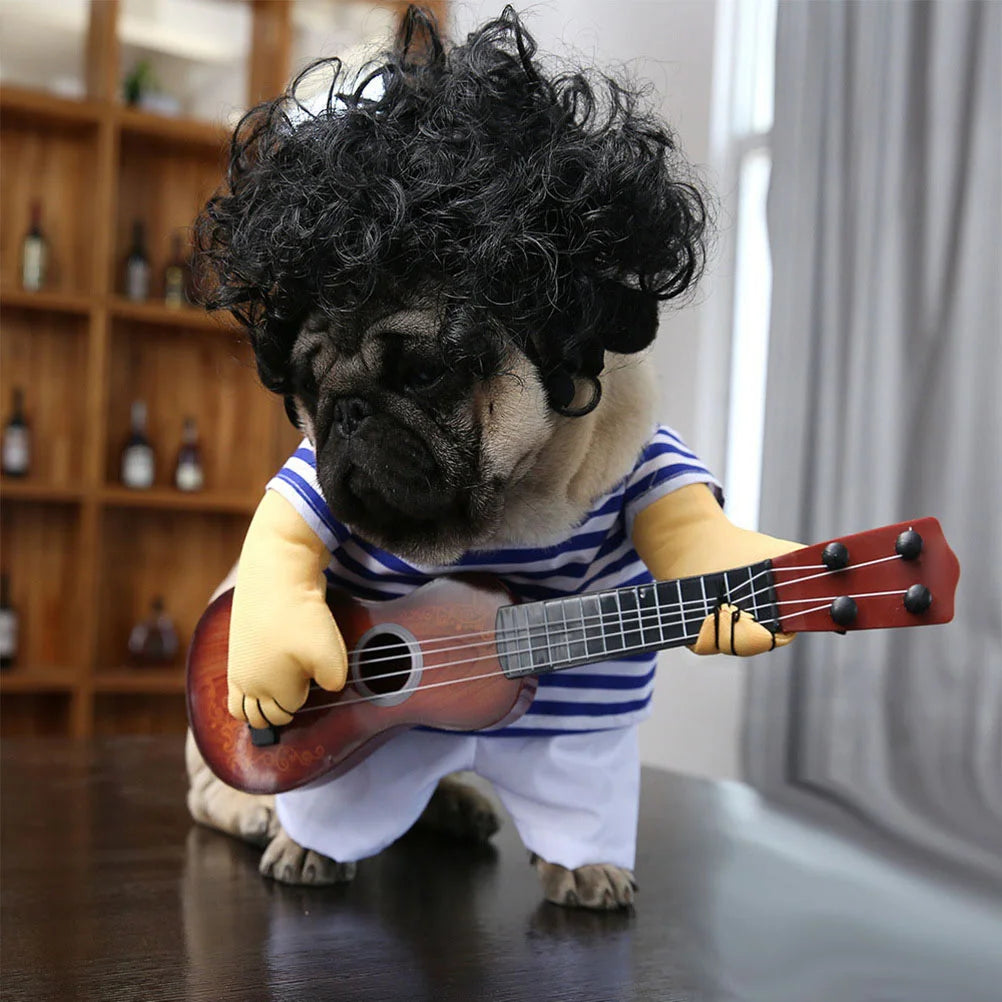 Guitar Playing Dog Costume for Christmas Celebration - Smarsty
