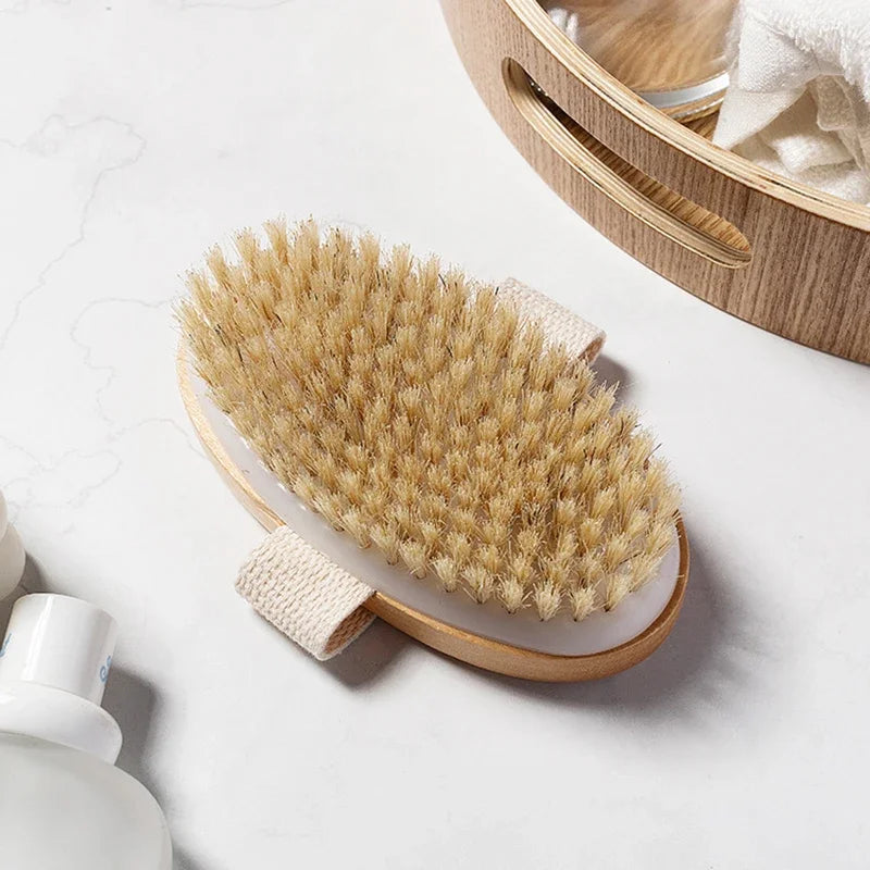 Natural Bristle Bath Brush for Soft Skin Massage - Smarsty