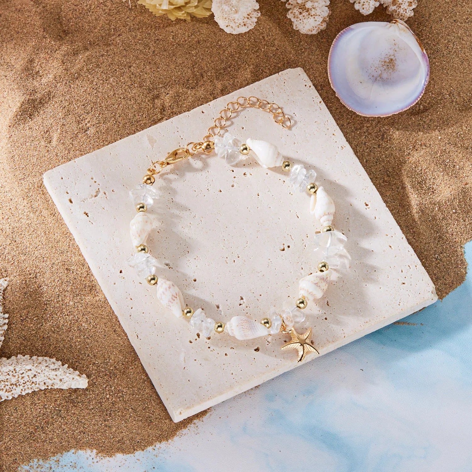 Bohemian Starfish Pendant Beaded Bracelet for Women - Smarsty
