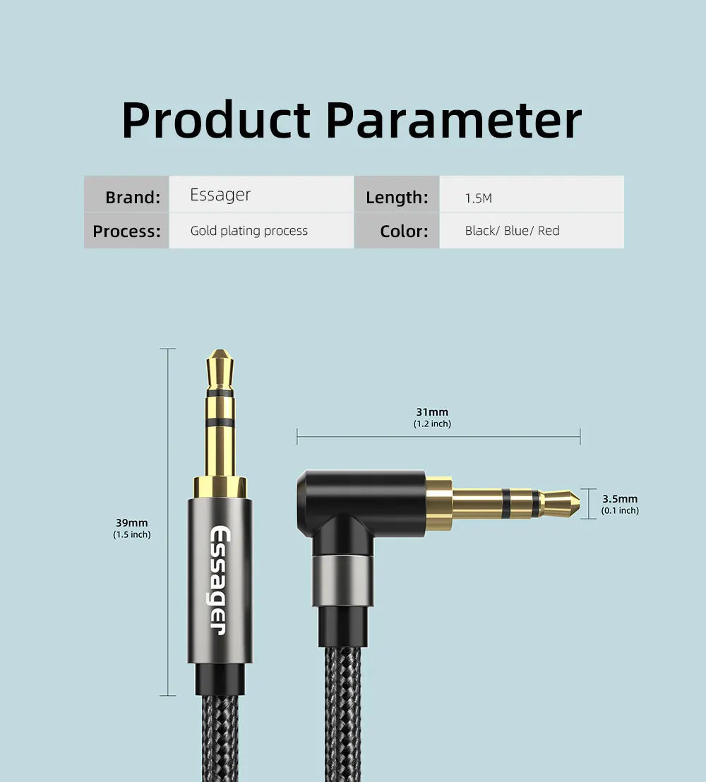 Essager 3.5mm Aux Audio Cable for Clear Sound - Smarsty