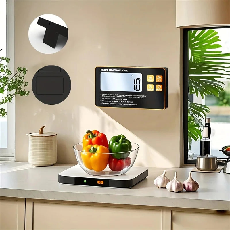 Wireless Kitchen Scale with Remote Display Stainless Steel Pan Magnetic Digital Electronic 15KG for Food Meal Prep by Smarsty