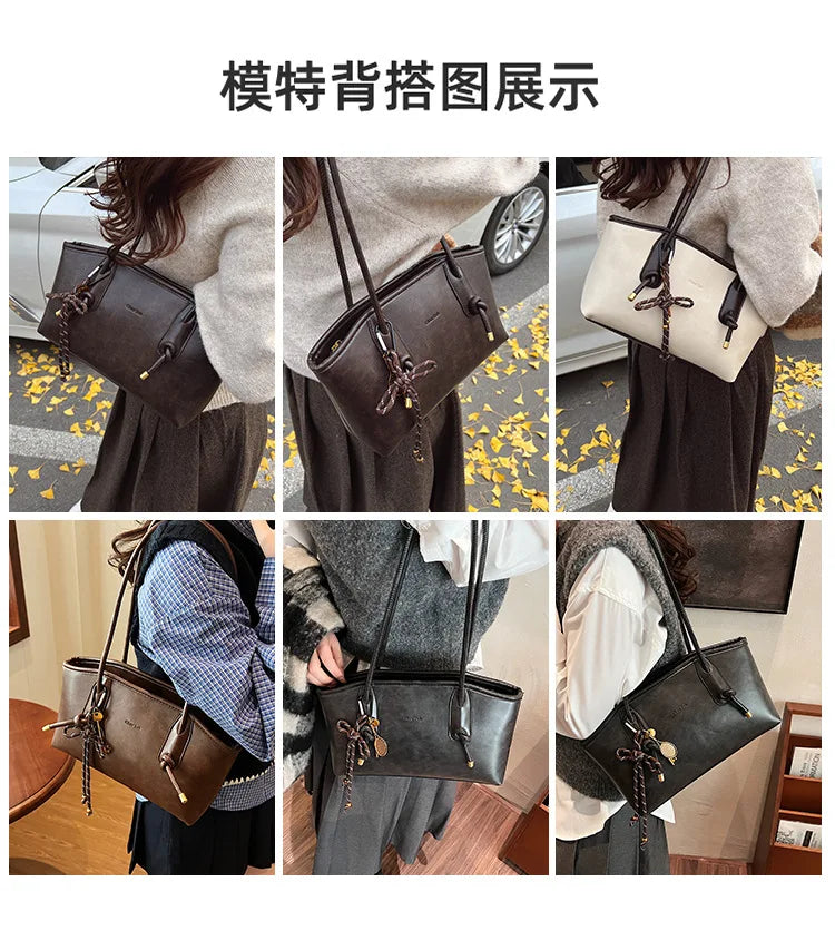 PU Leather Shoulder Bag For Women Versatile Crossbody Tote - Smarsty