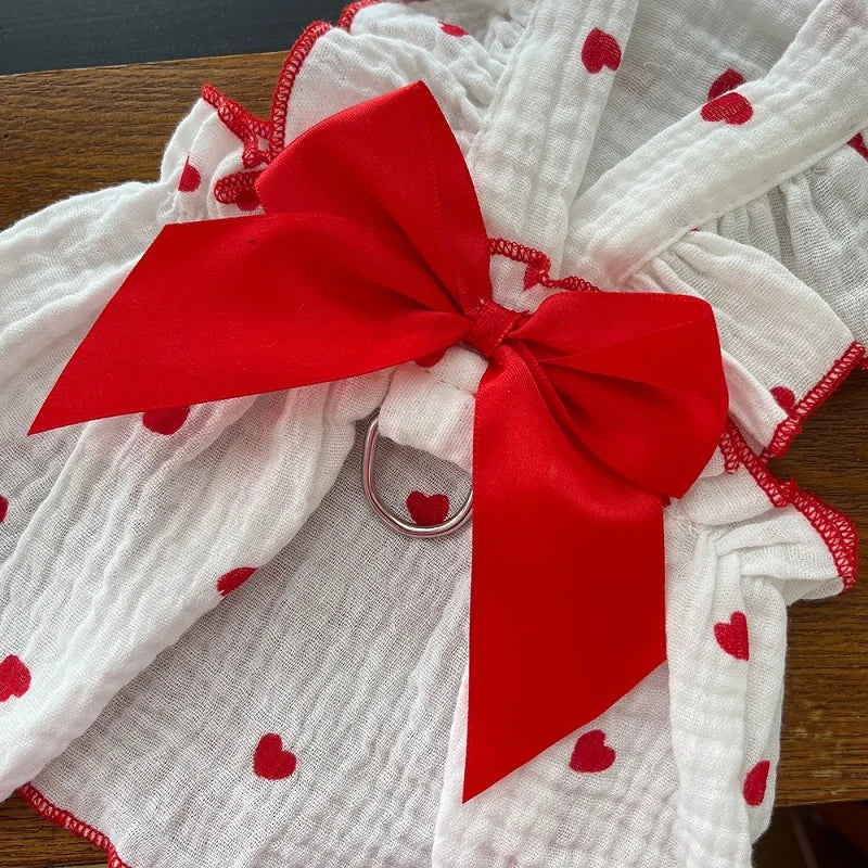Summer Dog Cooling Dress with Cute Heart Print - Smarsty