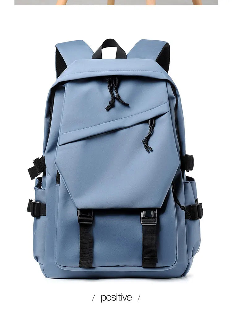 One 15 Inch Polyester Waterproof Solid Color Simple Men's Backpack Fashion Couple Student Computer Backpack
