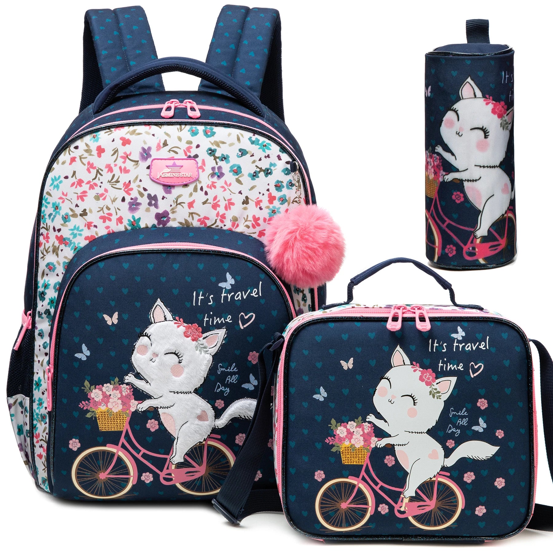 Colorful Floral Girls Backpack Set With Lunch Box 3 Piece - Smarsty
