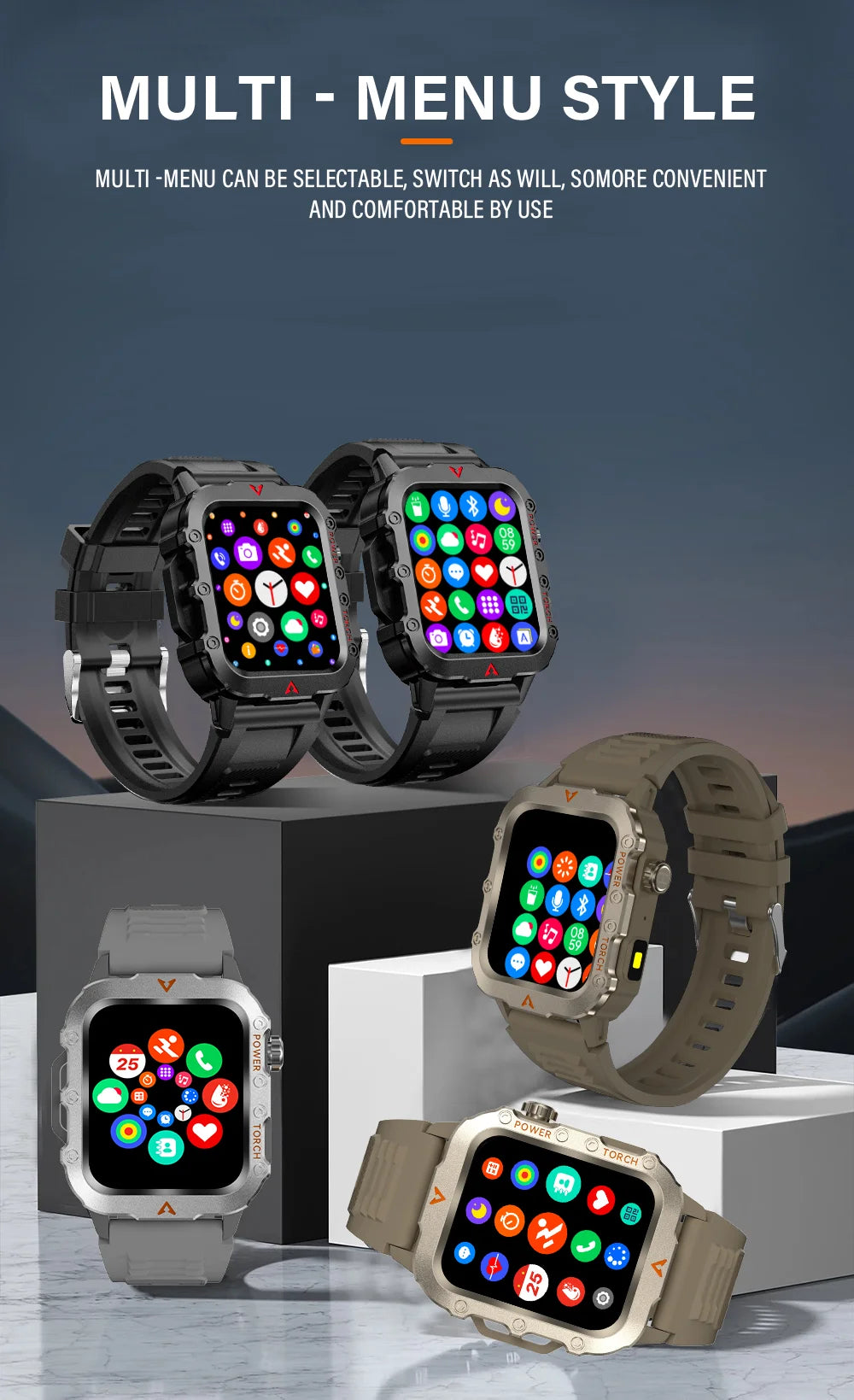 LAXASFIT Men Sports Smart Watch with Blood Oxygen Monitor - Smarsty